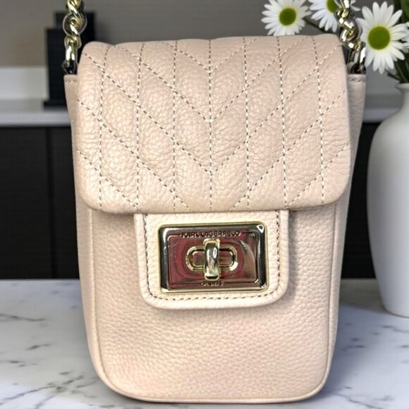 Karl Lagerfeld Paris Agyness Leather Turnlock Crossbody Bag - NWOT - Picture 3 of 17